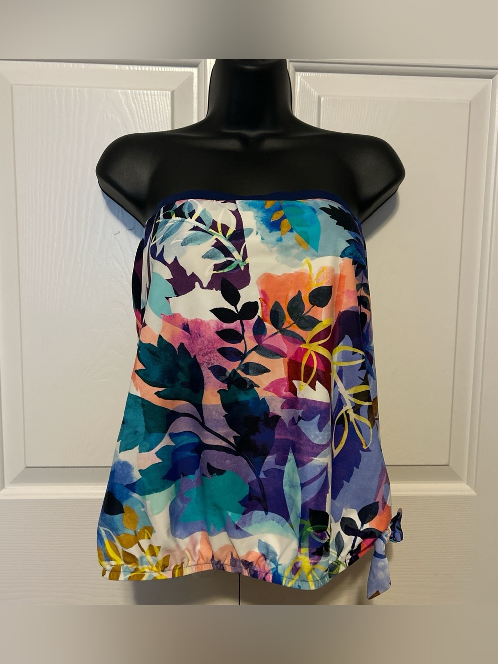 Multicolor Floral Strapless Top w/ side tie
